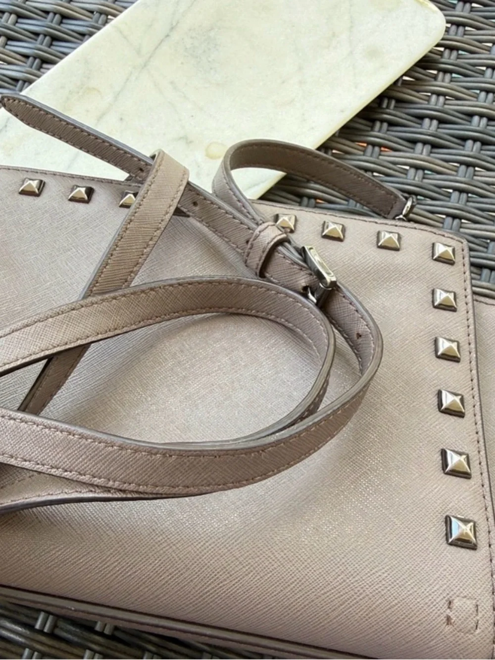 **20% OFF-1 DAY ONLY!! Michael Kors Brown Studded Crossbody Bag